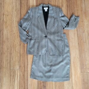 VTG WORTHINGTON Retro Brown & Black mixed Glen and Gingham Plaid Skirt S…